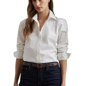 Lauren Ralph Lauren Women's Straight-Fit Button-Front Shirt in White